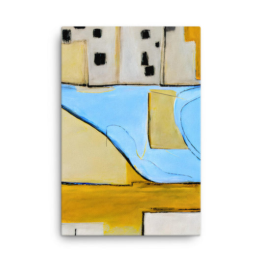 Chromatic Symphony I canvas print with whimsical imperfect lines, bold black design, colorful artwork for living room or bedroom decor.