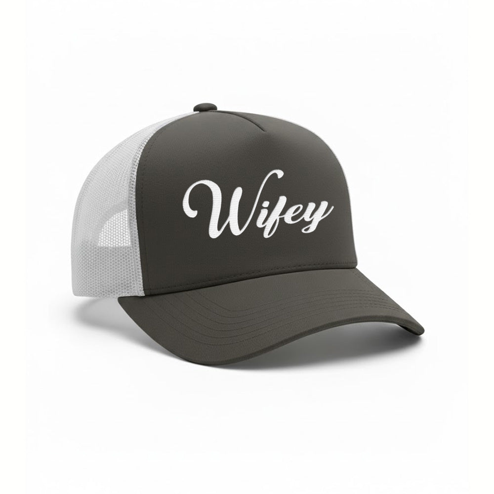 Embroidered Wifey Trucker Hat – Classic Mesh Cap for Wedding or Anniversary