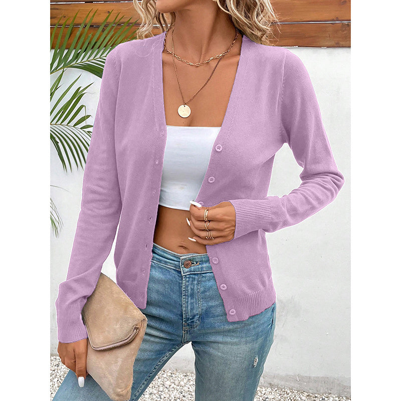 Women’s V‑Neck Button‑Down Cardigan Knit Sweater