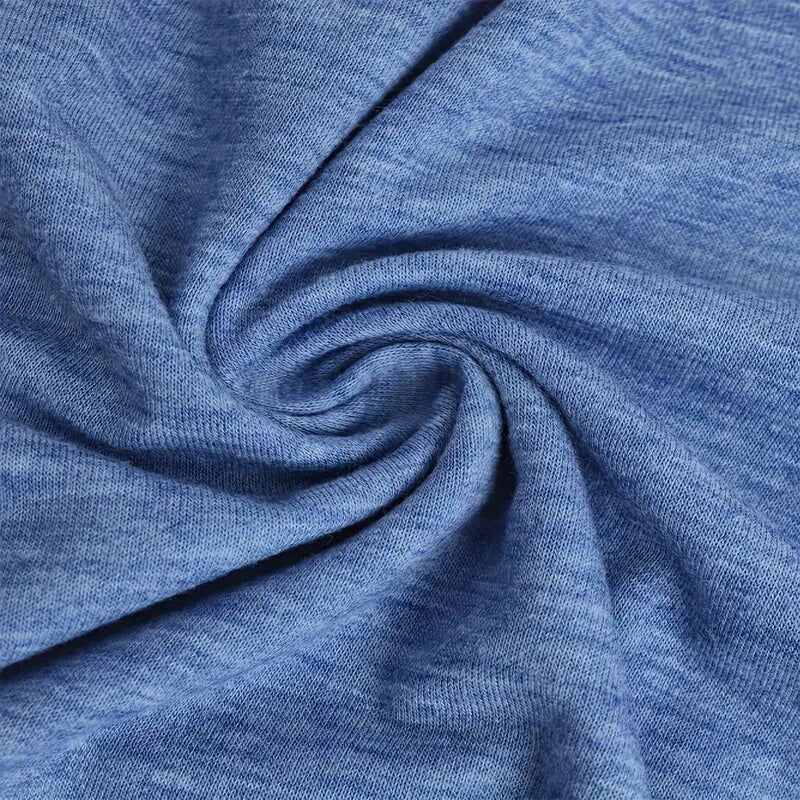 Close-up of blue fabric showcasing texture and stretch for the Heart Print T-Shirt Comfortable Round Neck Summer Tee