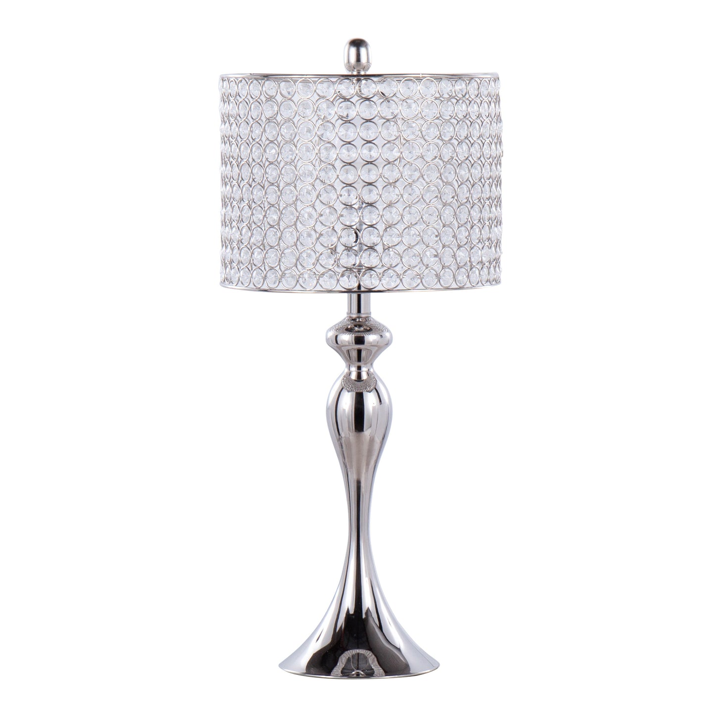 Ashland 27' Contemporary Metal Table Lamp in Polished Nickel with Round Clear K9 Crystal Beads and Polished Nickel Shade from Grandview Gallery by LumiSource - Set of 2
