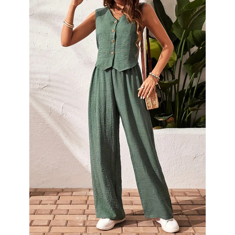 Women’s crop vest blazer wide leg pants set