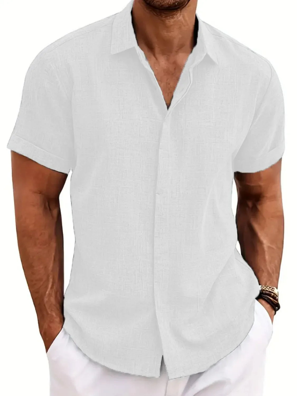 Collared Neck Short Sleeve Shirt Plus Size