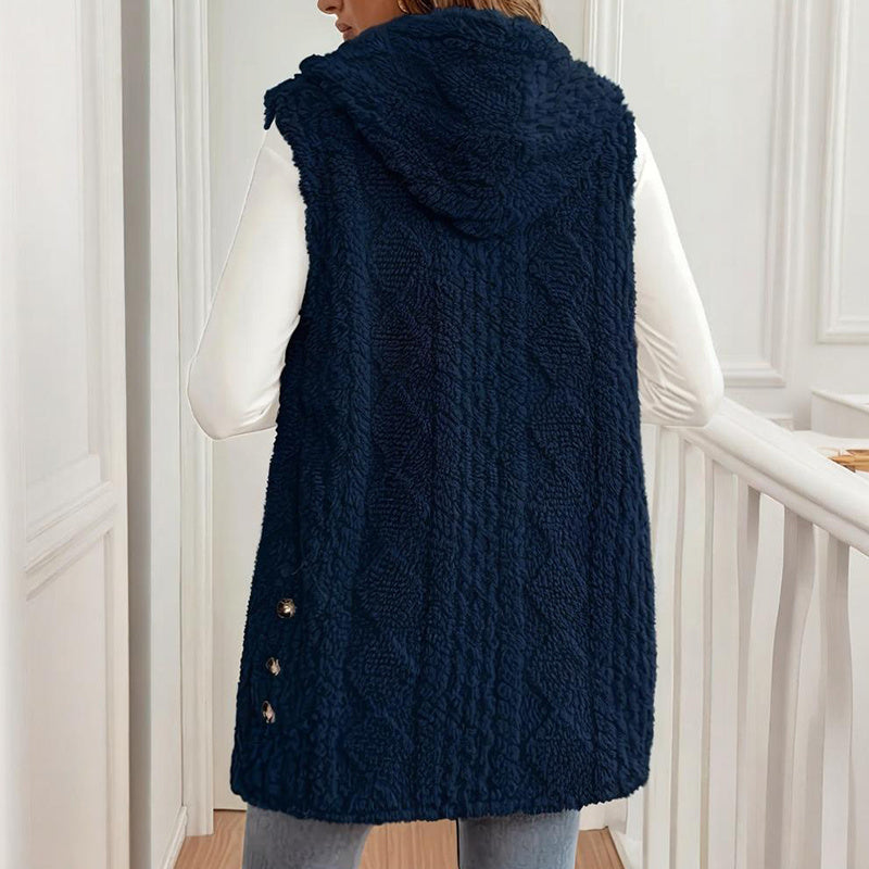 Women's Textured Sleeveless Hooded Vest
