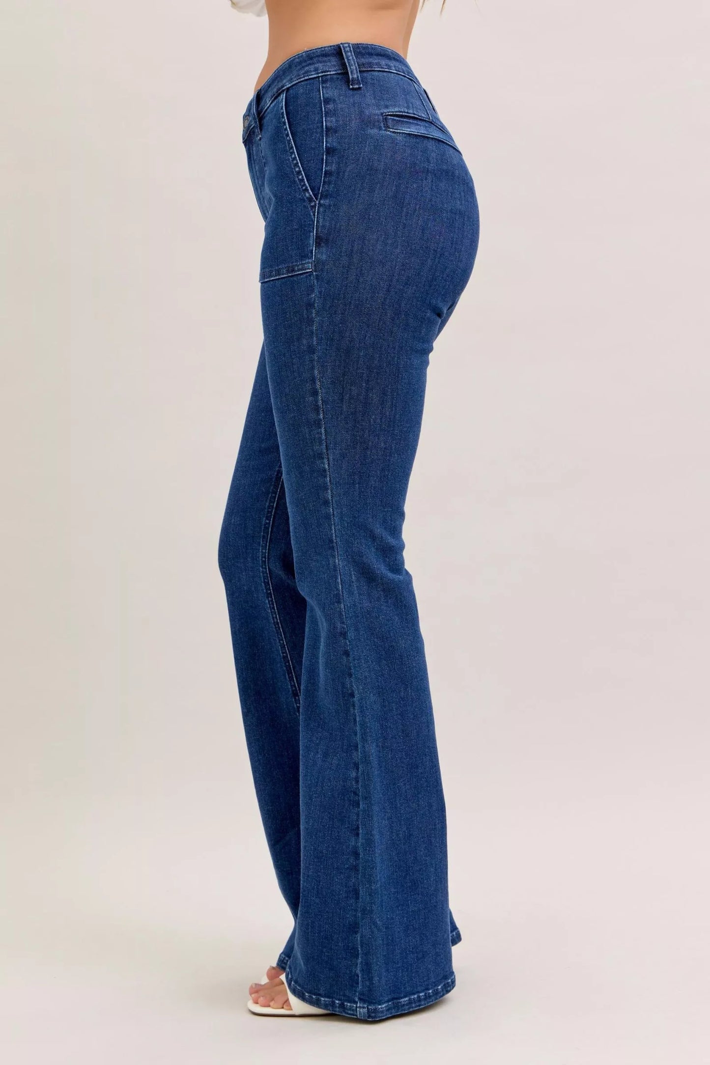 Judy Blue High Waist Flare Jeans with Front Patch Pockets