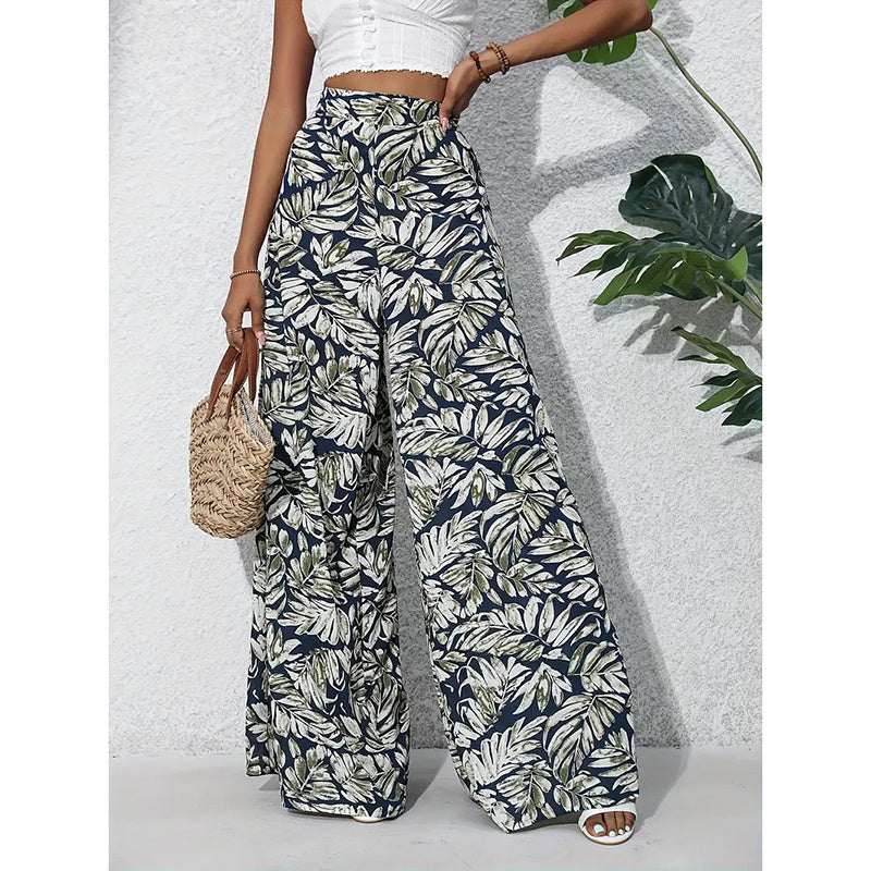 Women’s Printed High‑Waist Wide‑Leg Palazzo Pants