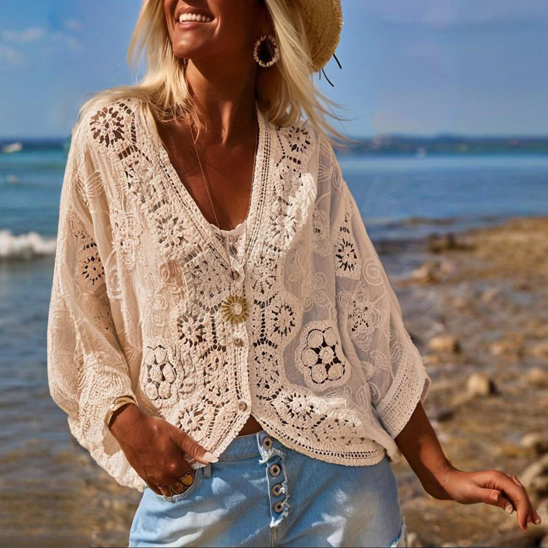 Boho Lace V-Neck Cardigan