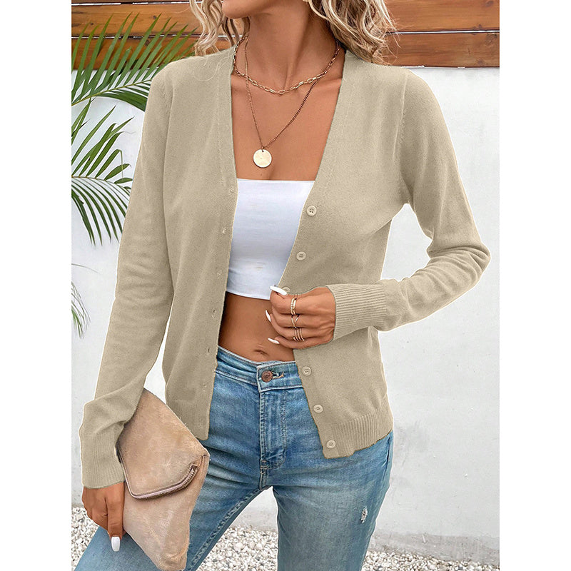 Women’s V‑Neck Button‑Down Cardigan Knit Sweater