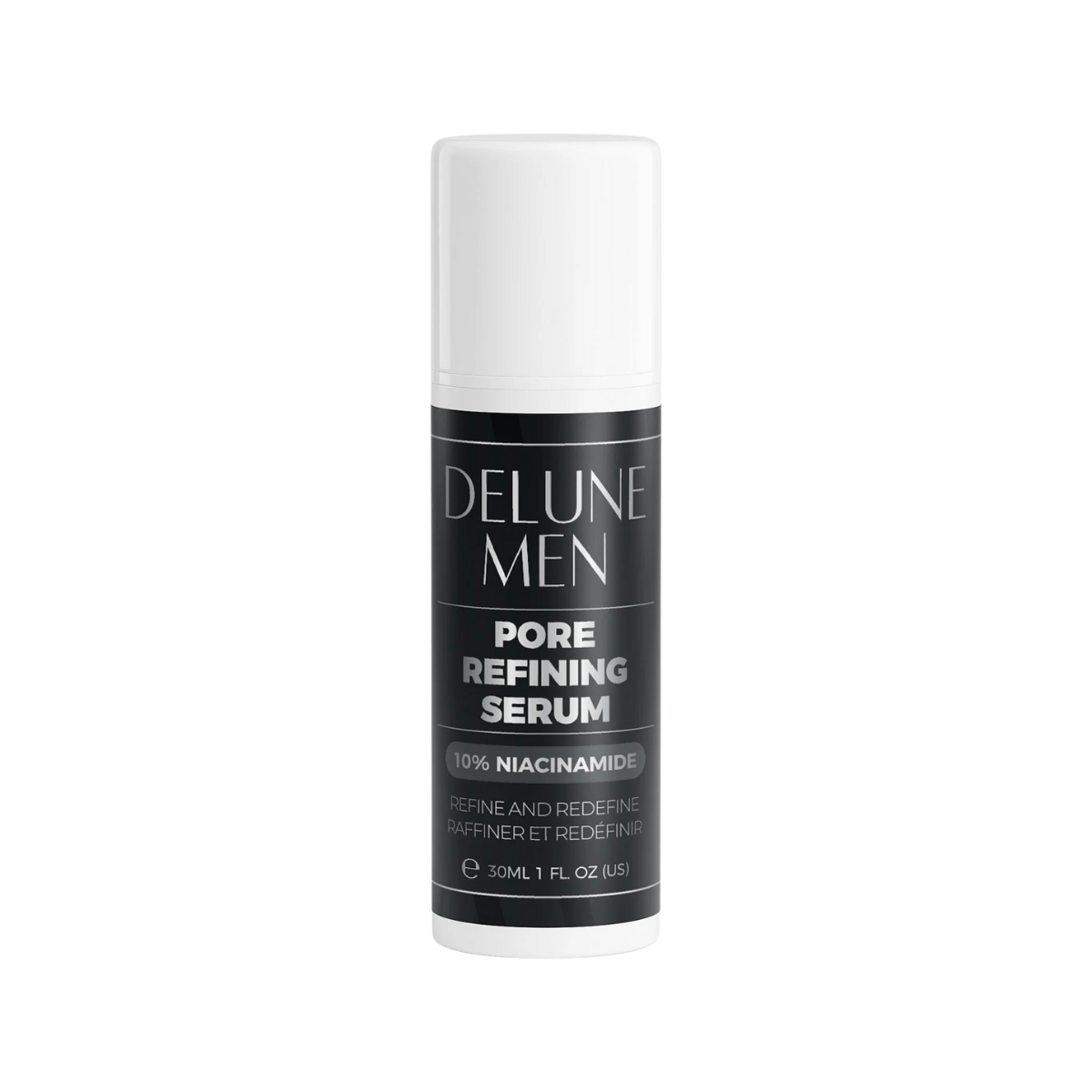 Delune Men Pore Refining Serum with 10% Niacinamide for reducing pores and oil regulation in a 30ml bottle