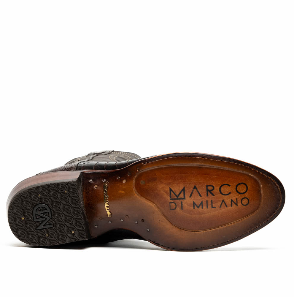 Denver Clear Brown boot sole with Marco di Milano branding, showcasing quality craftsmanship and elegant design.