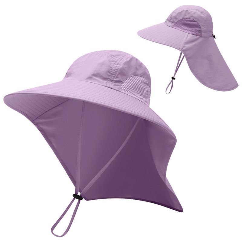 Outdoor fisherman hat with neck protection, anti-UV, quick-drying, breathable cap in purple for men and women. Ideal for summer fishing, hiking.