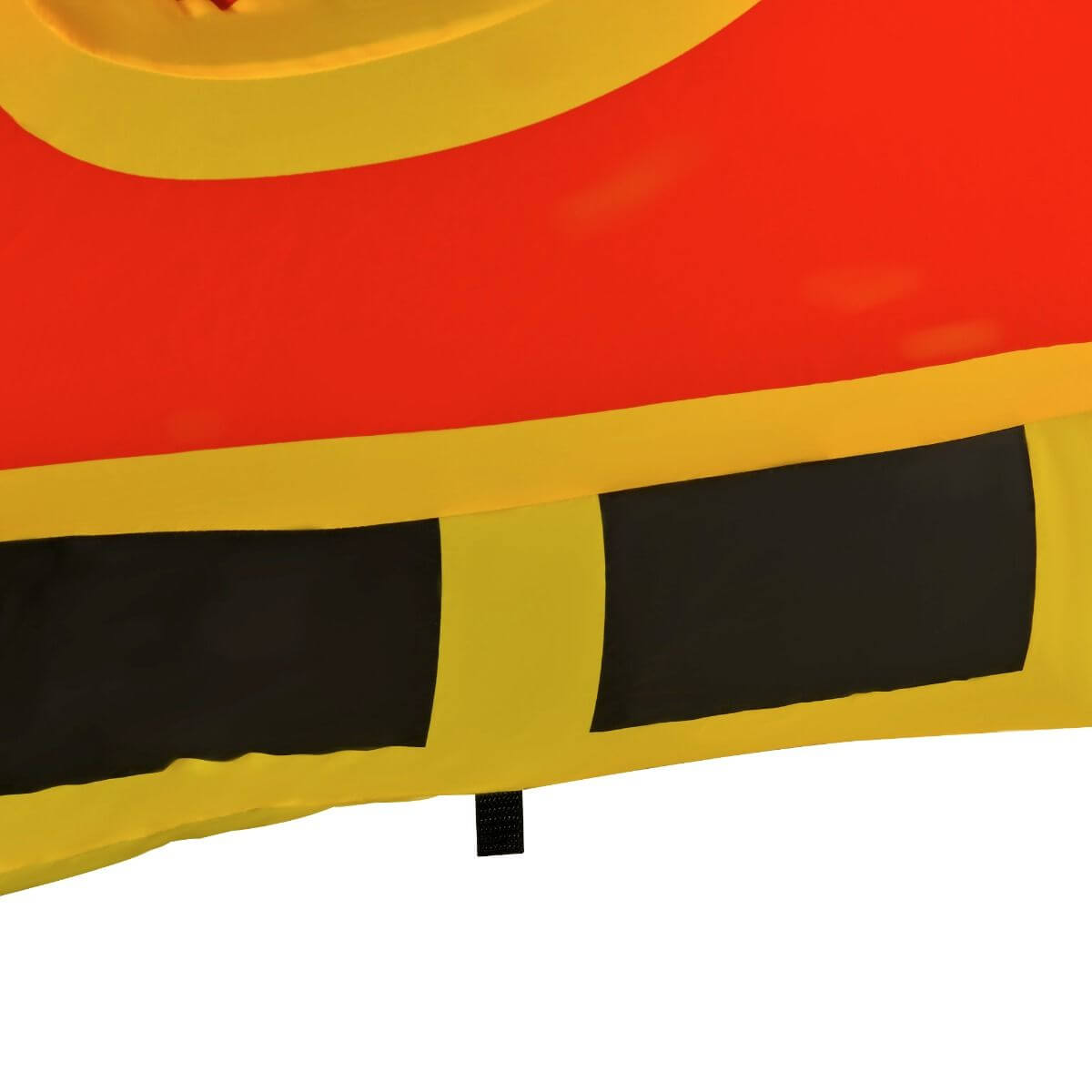 Close-up of Christmas Inflatable Santa Claus with Sleigh fabric showcasing vibrant colors and details.