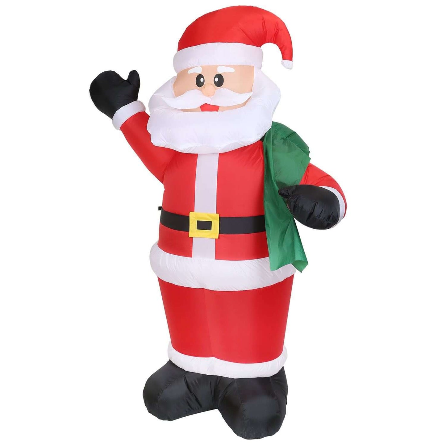 6.4ft Inflatable Christmas Giant Santa Claus with green gift bag, perfect holiday decoration for festive cheer and joy.