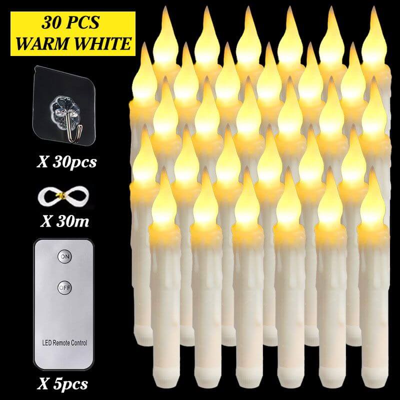 30 pcs warm white Floating LED Candles Remote Control Flameless for parties, weddings, Christmas, Halloween decor.