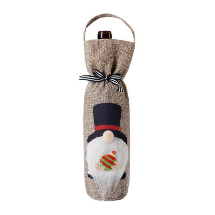Christmas Decoration Supplies Champagne Red Wine Bag with Santa design, perfect for holiday gift presentation.