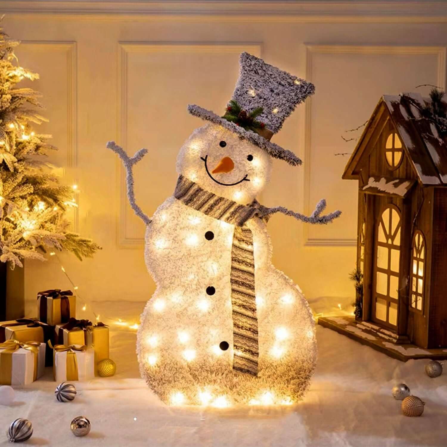 LED Christmas Snowman Decoration Light Battery adds festive charm to holiday decor with sparkling lights and winter wonderland style.