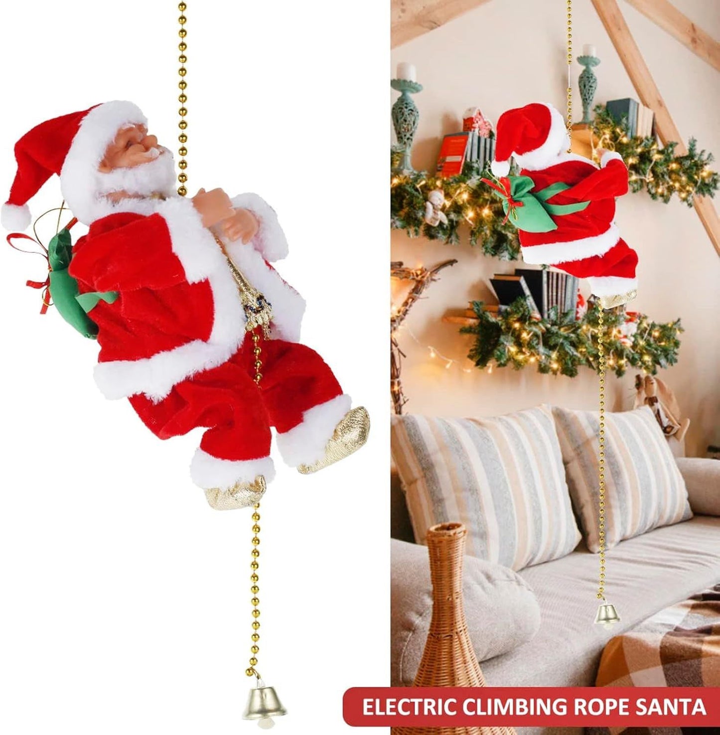 Christmas Electric Climbing Santa decoration climbing rope indoors