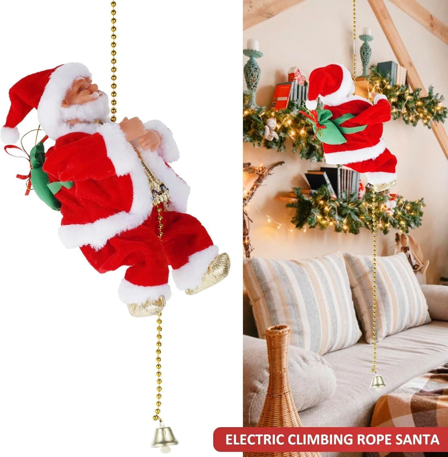 Christmas Electric Climbing Santa decoration climbing rope indoors