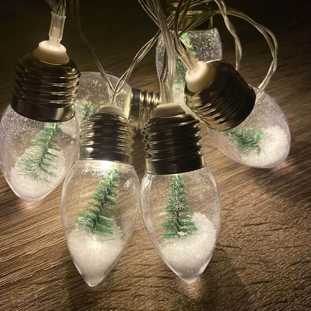Christmas Tree String Lights Snow Globe Light for indoor outdoor decoration, creating a magical holiday ambiance with unique design.