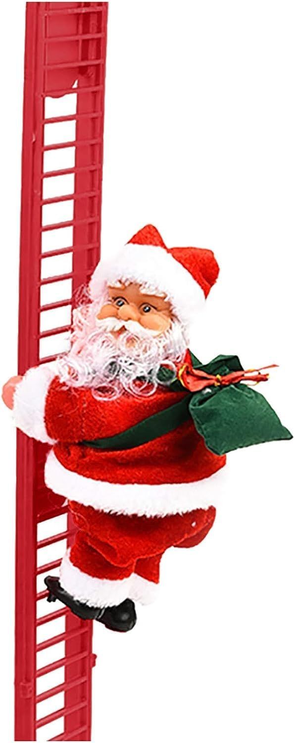 Christmas Electric Climbing Santa on ladder with music and LED light for festive decoration.