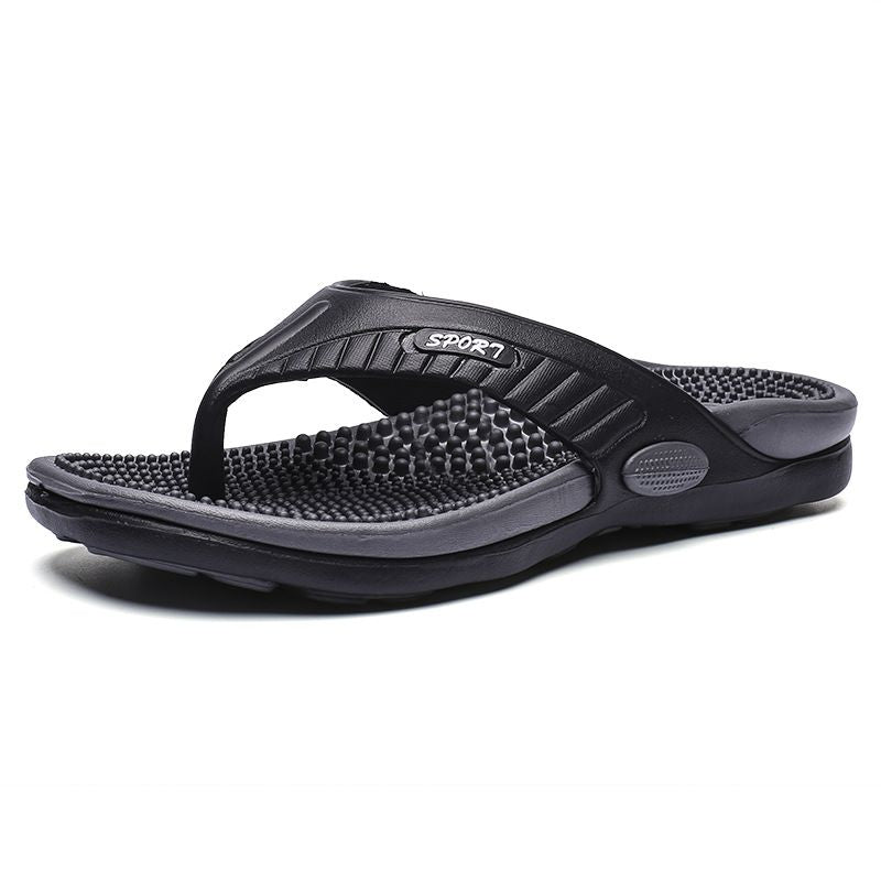 Men's breathable flip-flops with massage soles, perfect for beach and casual wear. Lightweight rubber sandals for comfort and versatility.