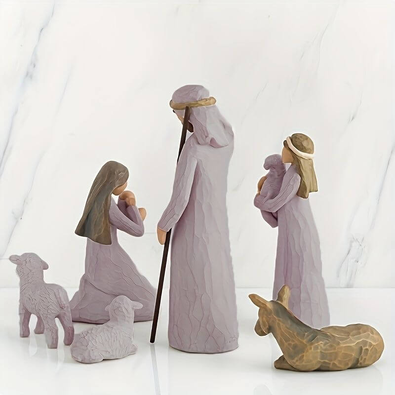 Nativity Figurine Hand Painted showing holy family with detailed hand-painted figures for Christmas decor.