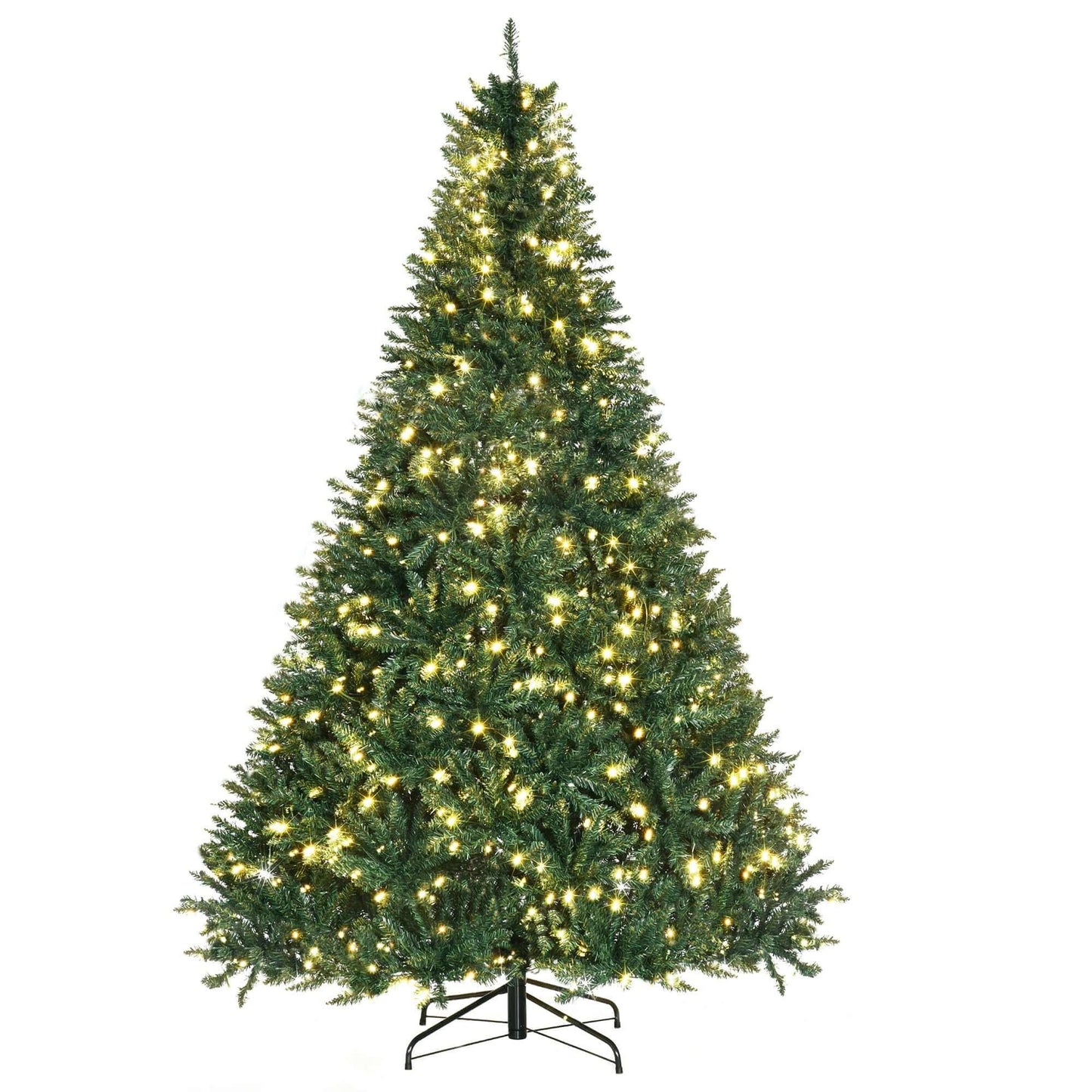 HOMCOM 7ft Pre Lit Douglas Fir Artificial Christmas Tree with warm white lights and realistic branches