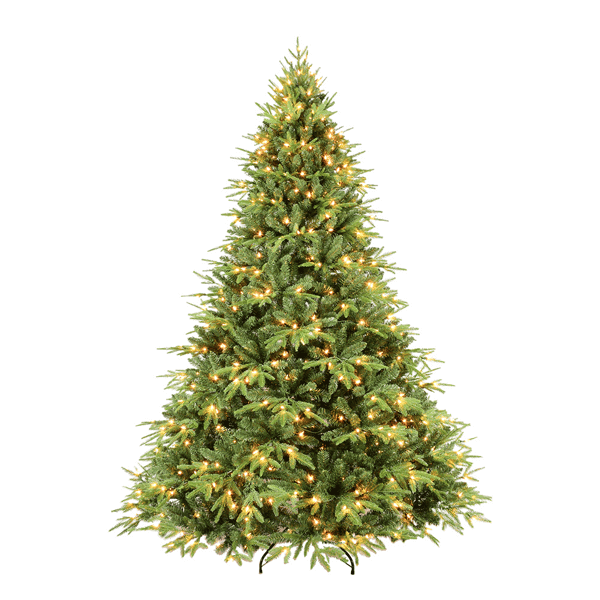 Artificial Green Christmas Tree - 4ft Pre-Lit with 150 LED Lights, creating a festive glow with warm white LEDs, ideal for home decor.