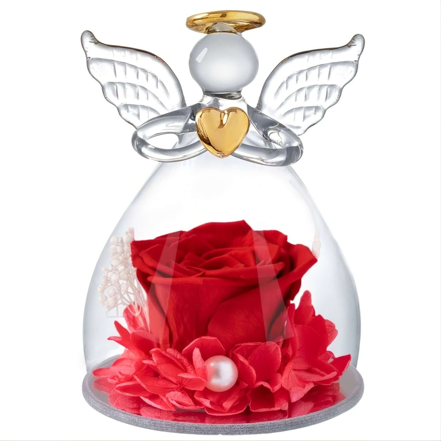 Preserved Rose In Angel Glass gift, perfect for women on Mother's Day, Valentine's, wedding, or Christmas. Eternal beauty to cherish.