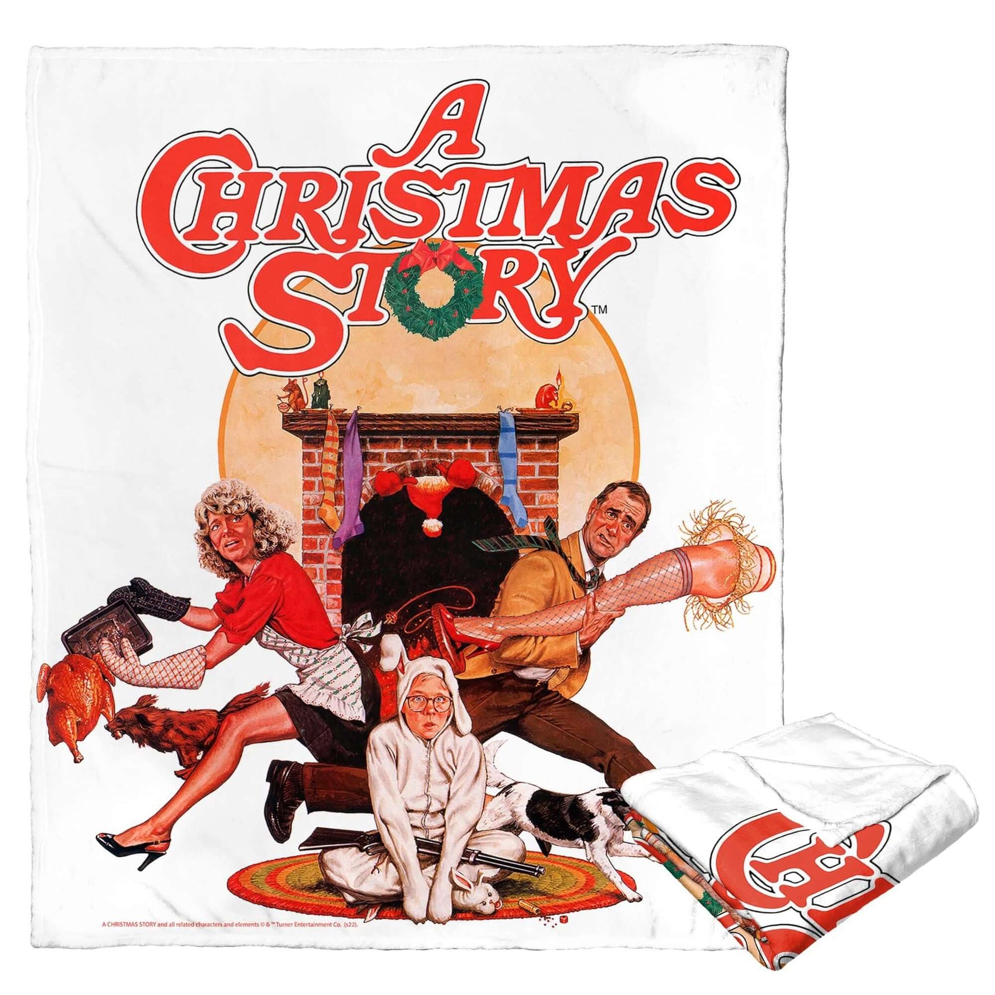 Christmas Story Poster Throw Blanket showcasing film scene, 50x60 inches, silk touch. Perfect for cozy holiday comfort.