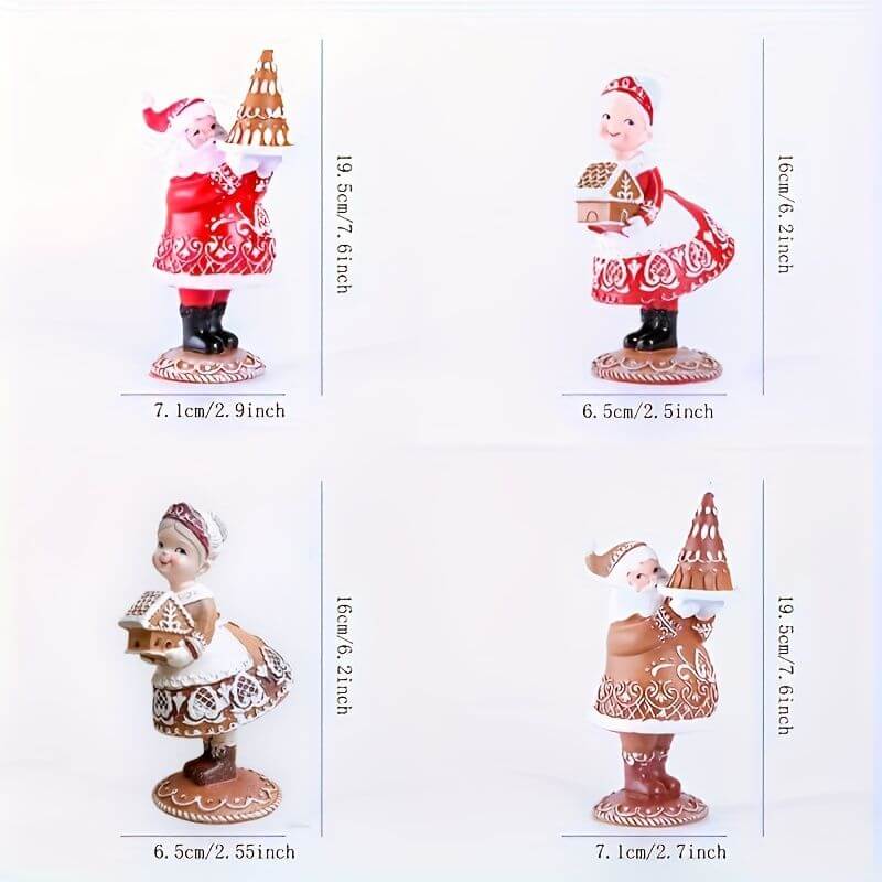 Small Ornament Couples Gifts Christmas Crafts featuring resin figurines in festive attire, measuring various sizes for decor use.
