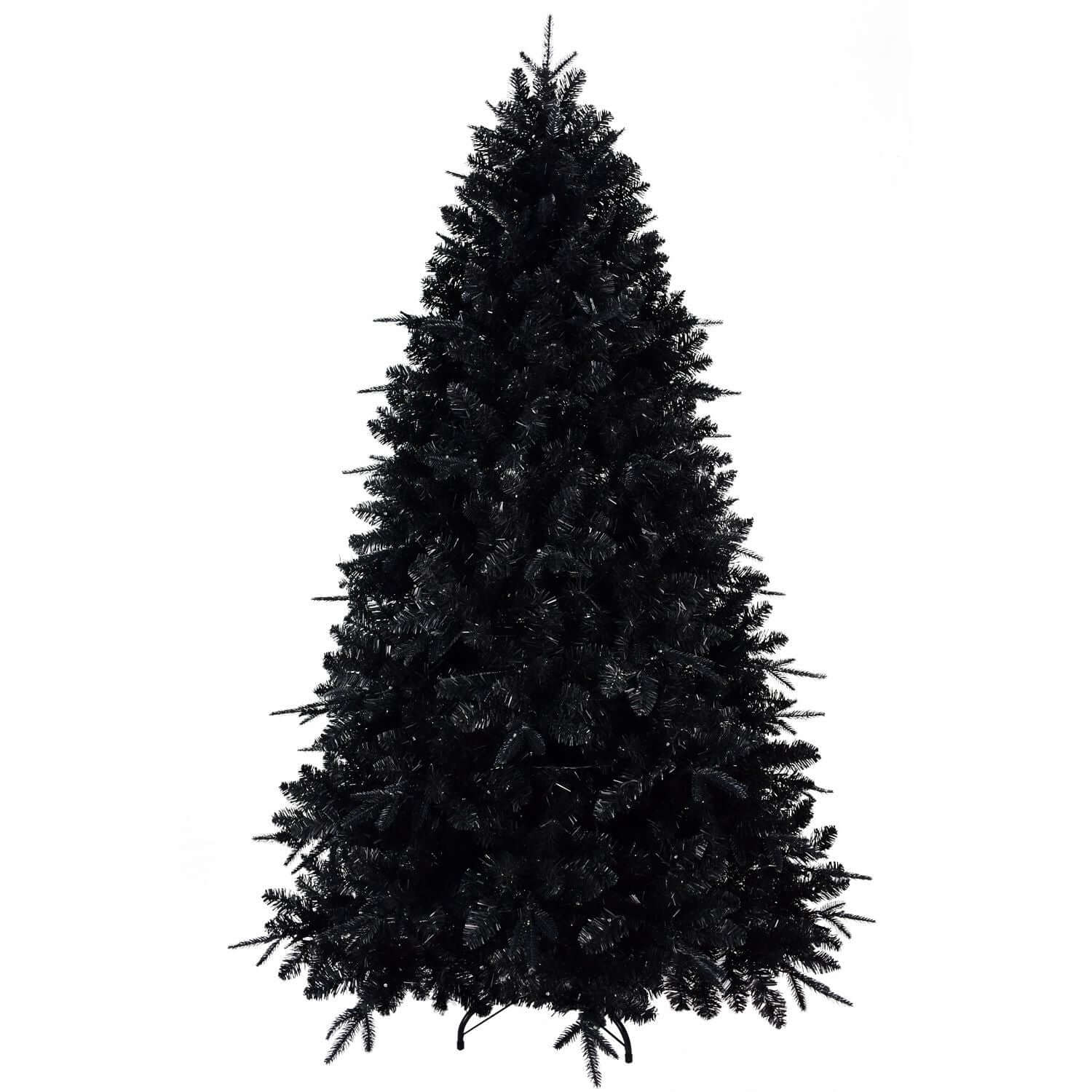 Black Christmas Tree with White LED Lights, 5ft holiday decor for modern winter displays and Halloween themes