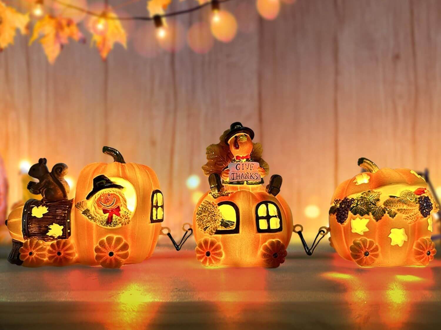 Festive Light-Up Train Set with Gnome Figurines - Christmas Gnome Decorations Centerpieces for Holiday Table Décor