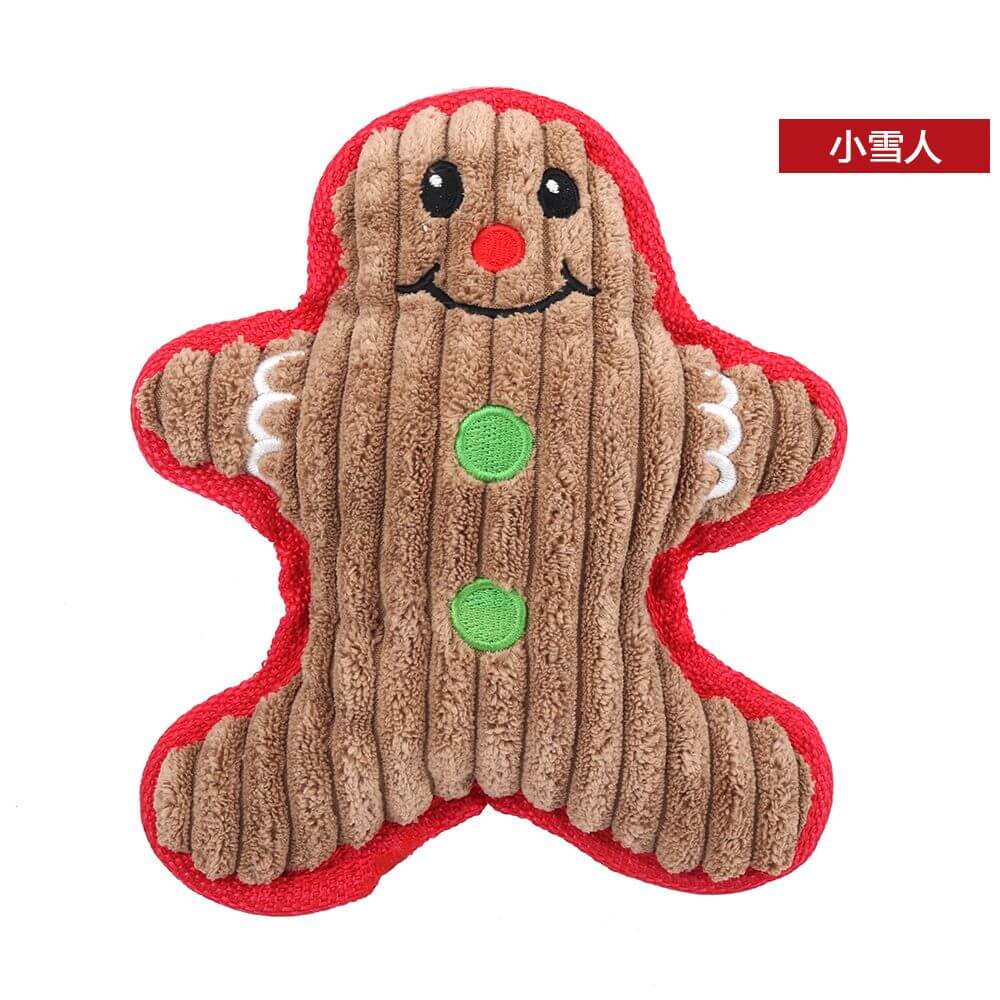 Christmas pet chew toy Pet plush voice toy shaped like a gingerbread man, perfect for holiday fun and molar resistance.