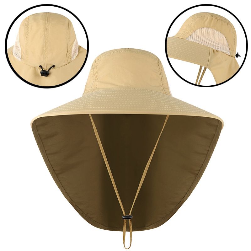 Outdoor Fisherman Hat with neck flap and wide brim, offering 50+ UPF sun protection, ideal for hiking, fishing, and summer adventures.