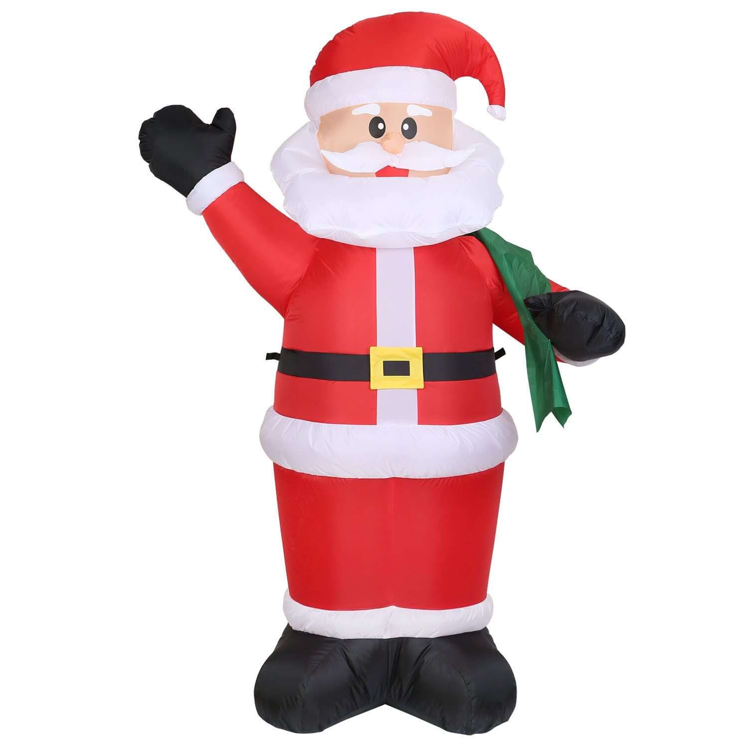 6.4ft Inflatable Christmas Giant Santa Claus with green gift bag, perfect for holiday decoration.