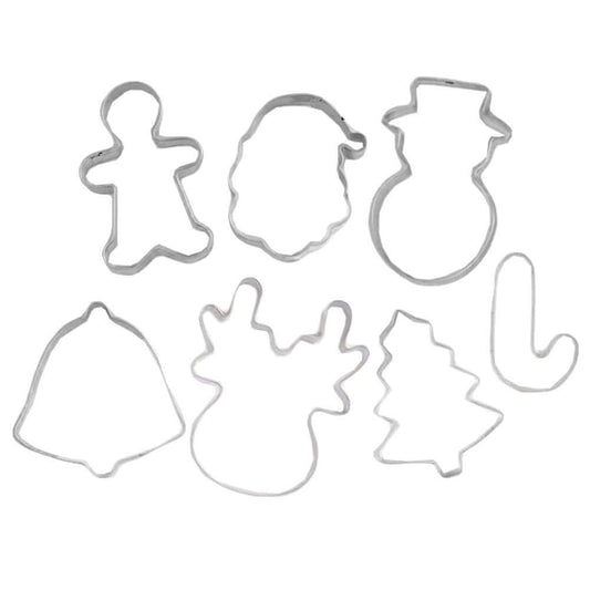 7 pcs Christmas Cookie Cutters Stainless Steel Fondant set for festive baking and decorating