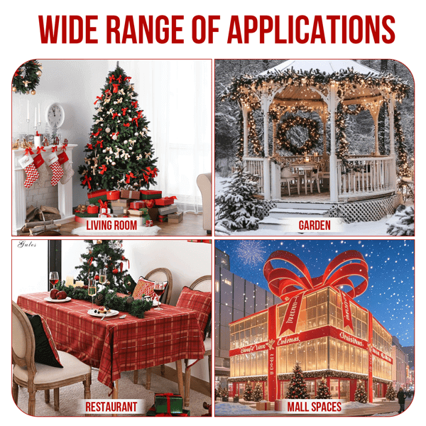 Image showing wide range of applications for Pre Lit Outdoor Giant Bowknot Christmas Decoration, perfect for home and commercial spaces.