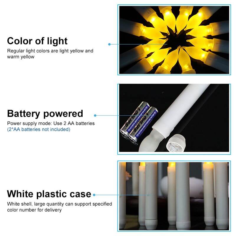 Floating LED Candles Remote Control Flameless features, light color, battery operation, white case