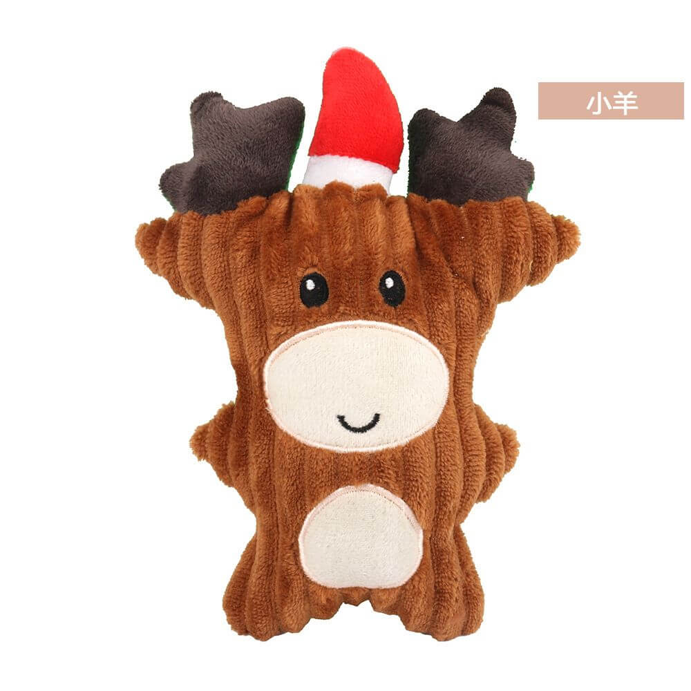 Reindeer-shaped Christmas pet chew toy Pet plush voice toy, molar resistant and bite-resistant, perfect holiday gift for dogs.