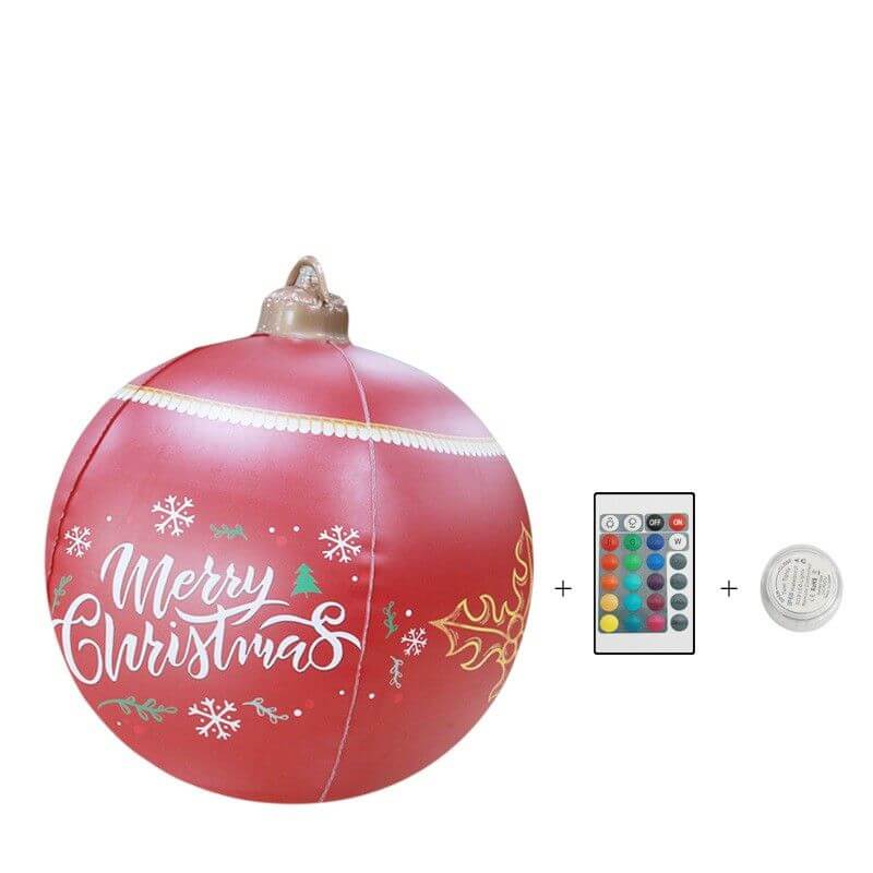 Inflatable Christmas Ball with remote and electric pump, 24-inch, 16 RGB colors, PVC material, perfect for yard and pool decoration.
