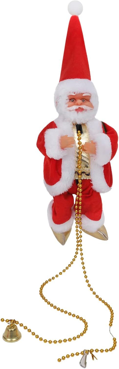 Christmas Electric Climbing Santa with gold chain, perfect for holiday decorations with music and LED lights.