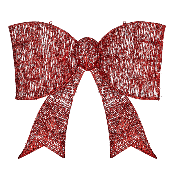 Pre Lit Outdoor Giant Bowknot Christmas Decoration with 124 LED lights, red bow for festive home or party decor.