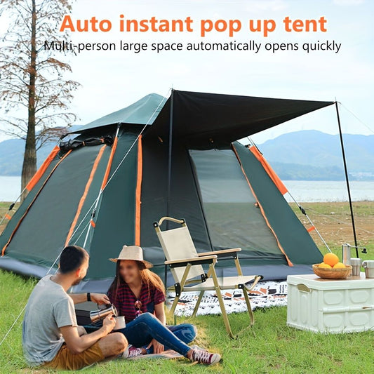 Multi-person automatic camping tent with mesh windows, oxford fabric, and moisture-proof mat. Ideal for family camping adventures.