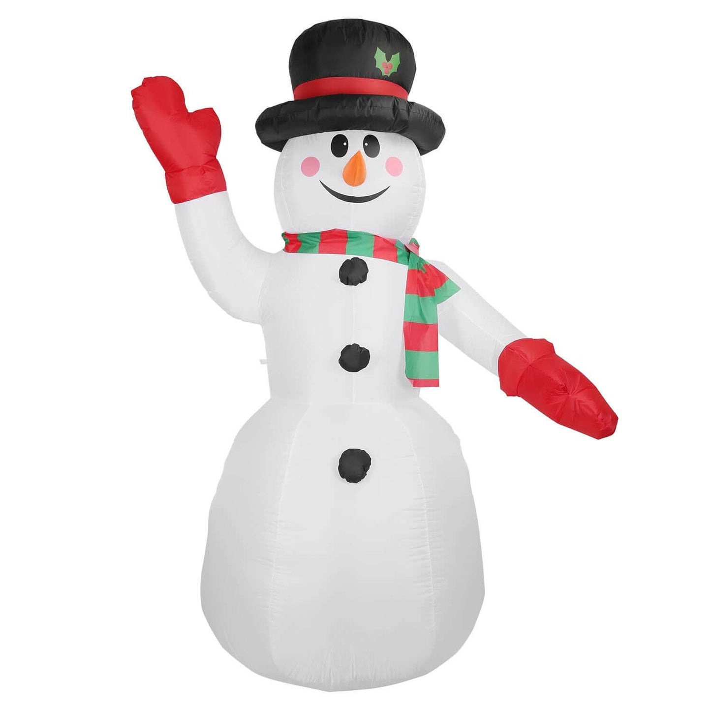 Christmas Inflatable Giant Snowman - 7.9FT with black hat, red hands, green and red scarf, perfect for holiday yard decorations.