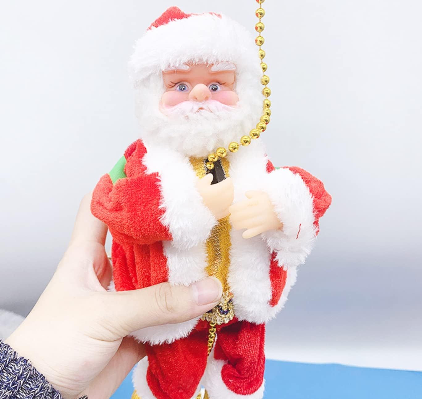 Christmas Electric Climbing Santa with LED and music features for festive tree decorations.