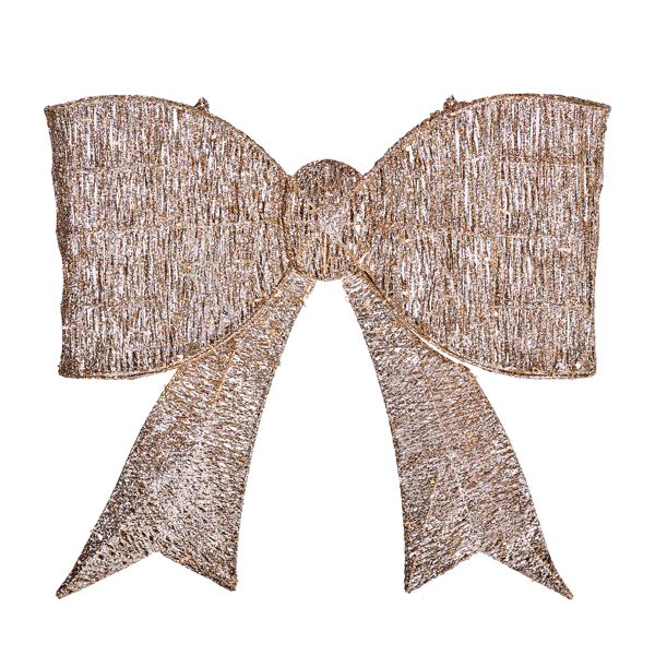 Pre lit Outdoor Giant Bowknot Christmas Decoration with golden lights.