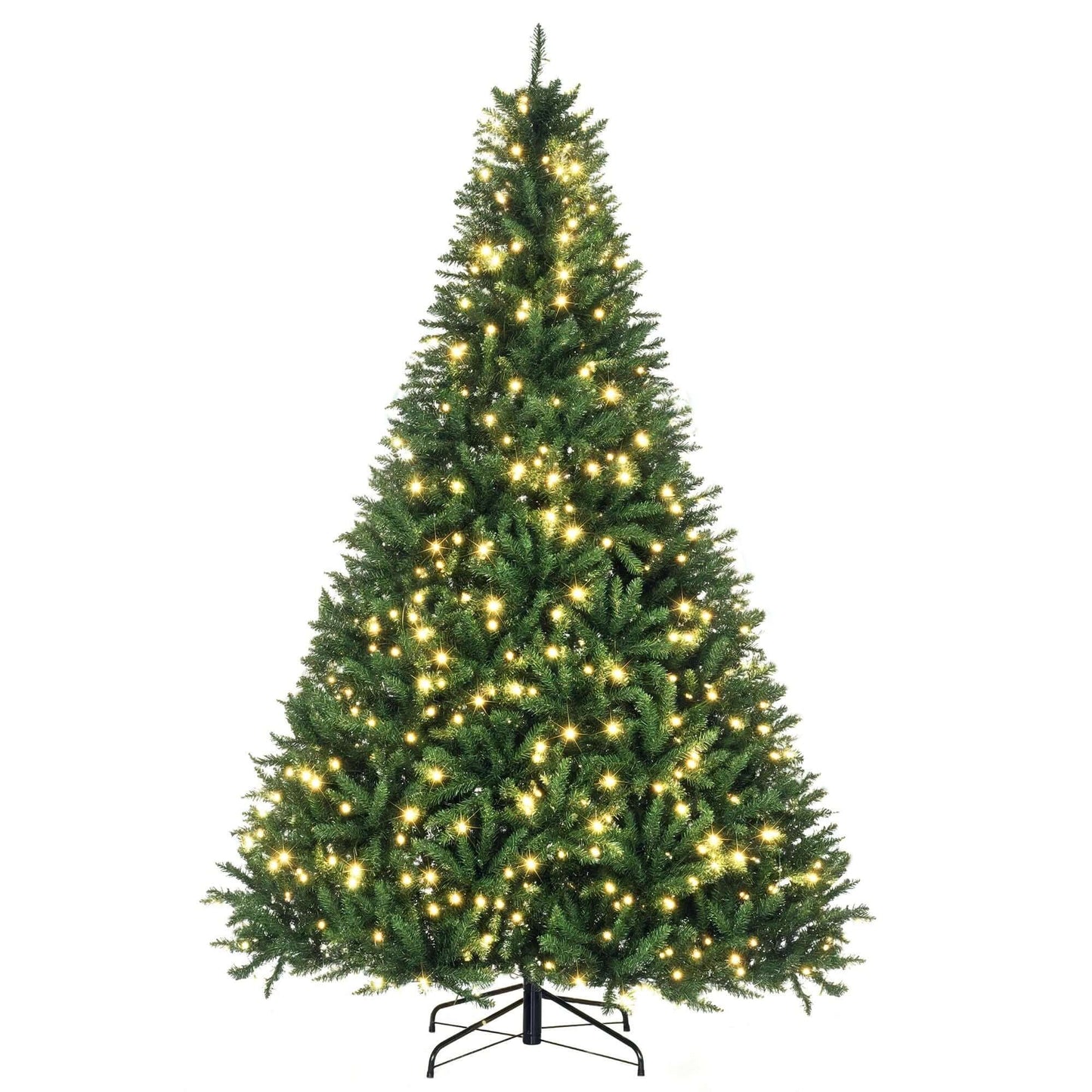 HOMCOM 7ft Pre Lit Douglas Fir Artificial Christmas Tree with 700 Warm White LED lights, realistic branches, and 2154 tips.