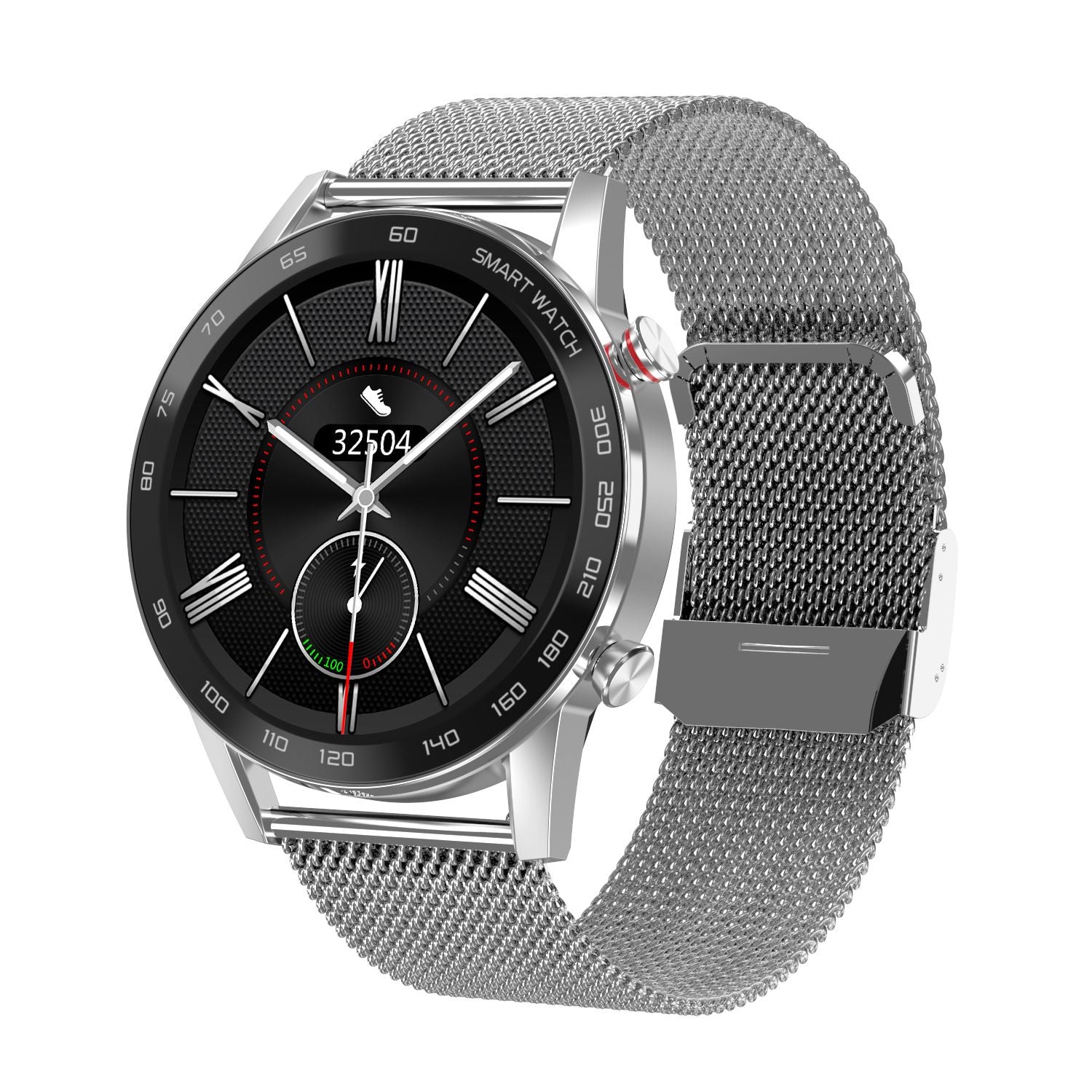 DT95 Multi-dial 3D Bluetooth Smart Watch with silver steel strap, featuring 1.3" HD screen, Bluetooth calling, and health monitoring functions.