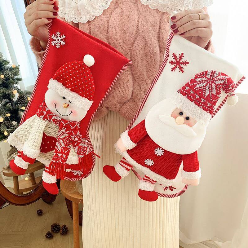 Christmas Stocking Decorations featuring Santa Claus gift bag socks, perfect for adding festive charm to your holiday decor.